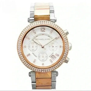 MICHAEL KORS Silver and Rose Gold Band Watch
